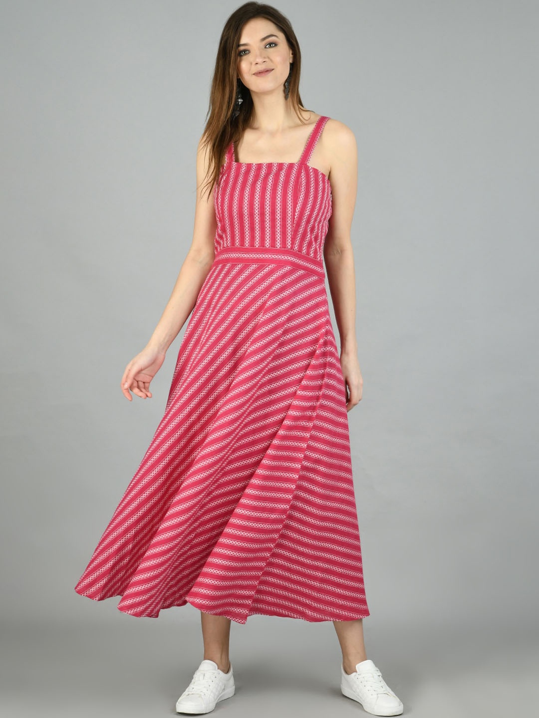 

Myshka Women Pink Printed Fit and Flare Dress