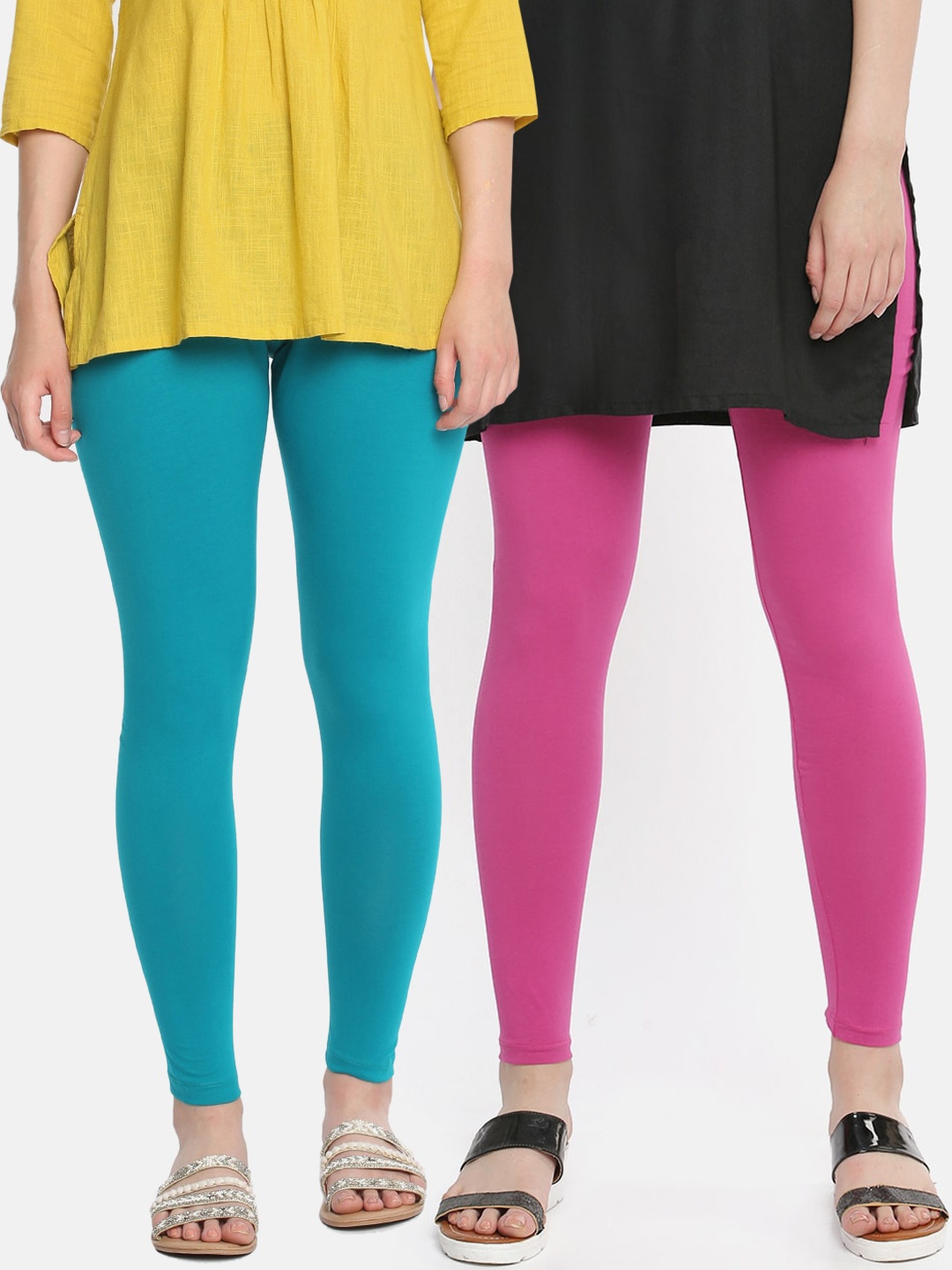 

Dollar Missy Women Pack of 2 Solid Ankle-Length Leggings, Magenta