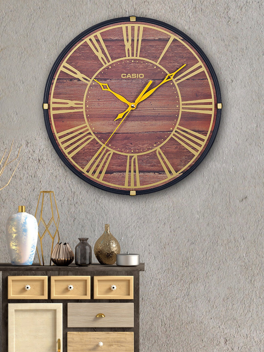 

CASIO Brown & Black Round Vintage Analogue Wall Clock