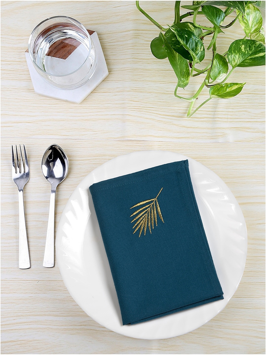 

BLANC9 Set Of 8 Teal Blue Solid Table Napkins
