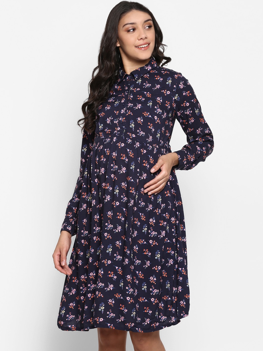 

Momsoon Maternity Women Navy Blue & White Printed Tunic