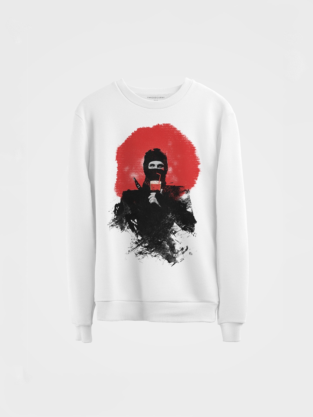 

THREADCURRY Kids White Ninja Printed Sweatshirt