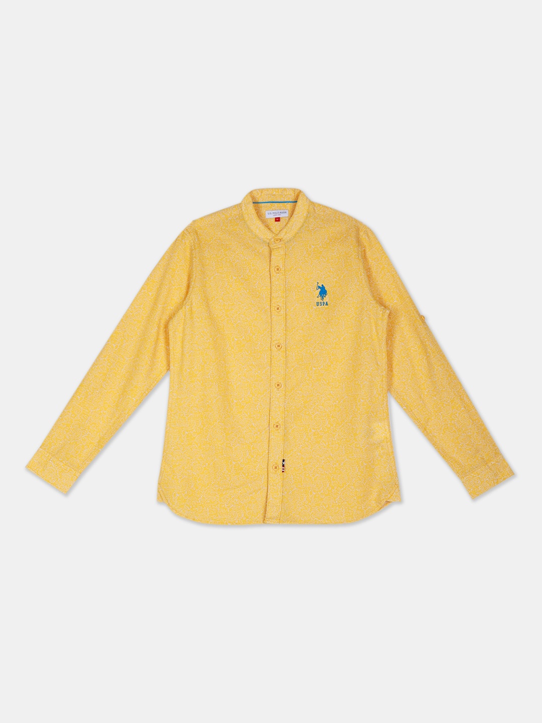 

U.S. Polo Assn. Kids Boys Yellow & White Regular Fit Printed Casual Shirt