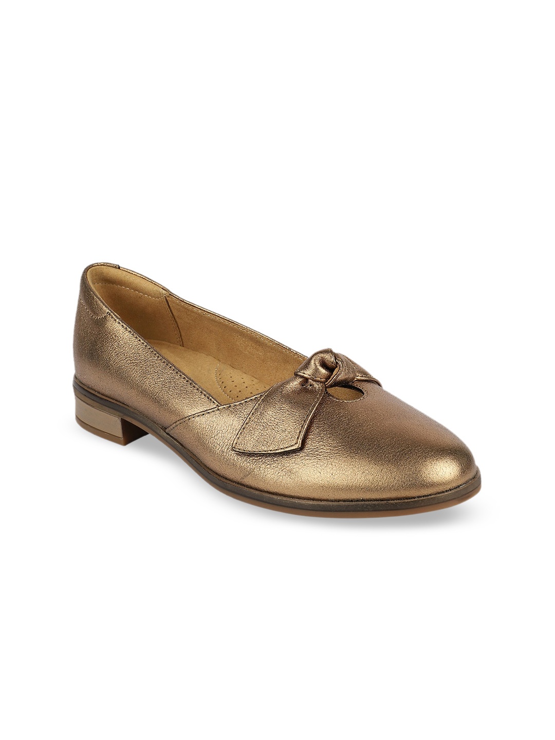 

Clarks Women Copper-Toned Solid Comfort Heeled Pumps