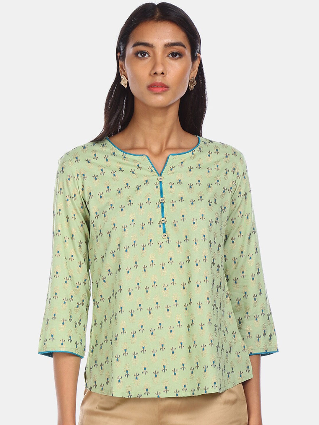 

Karigari Women Green Printed Top