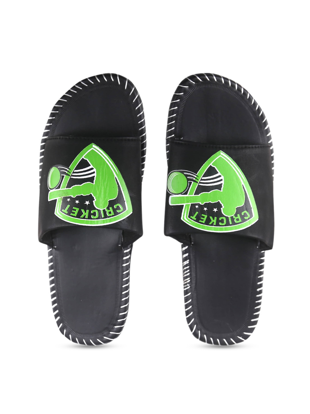 

Pampy Angel Men Black & Green Printed Sliders