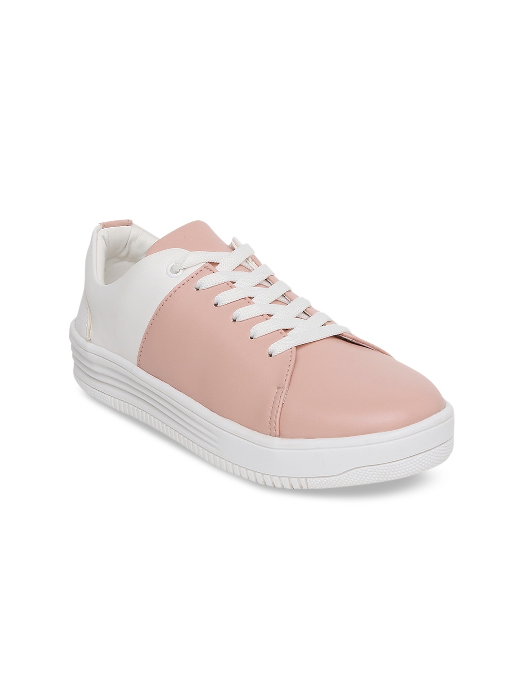 

People Women Pink Colourblocked Leather Sneakers