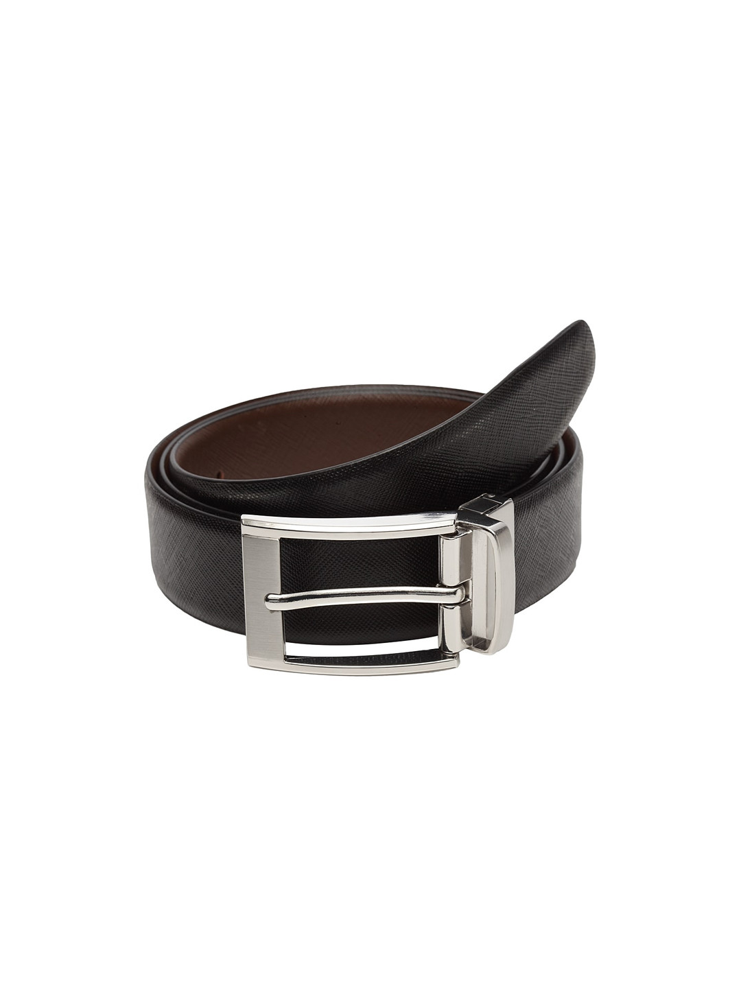 

WELBAWT Men Black & Brown Textured Reversible Belt
