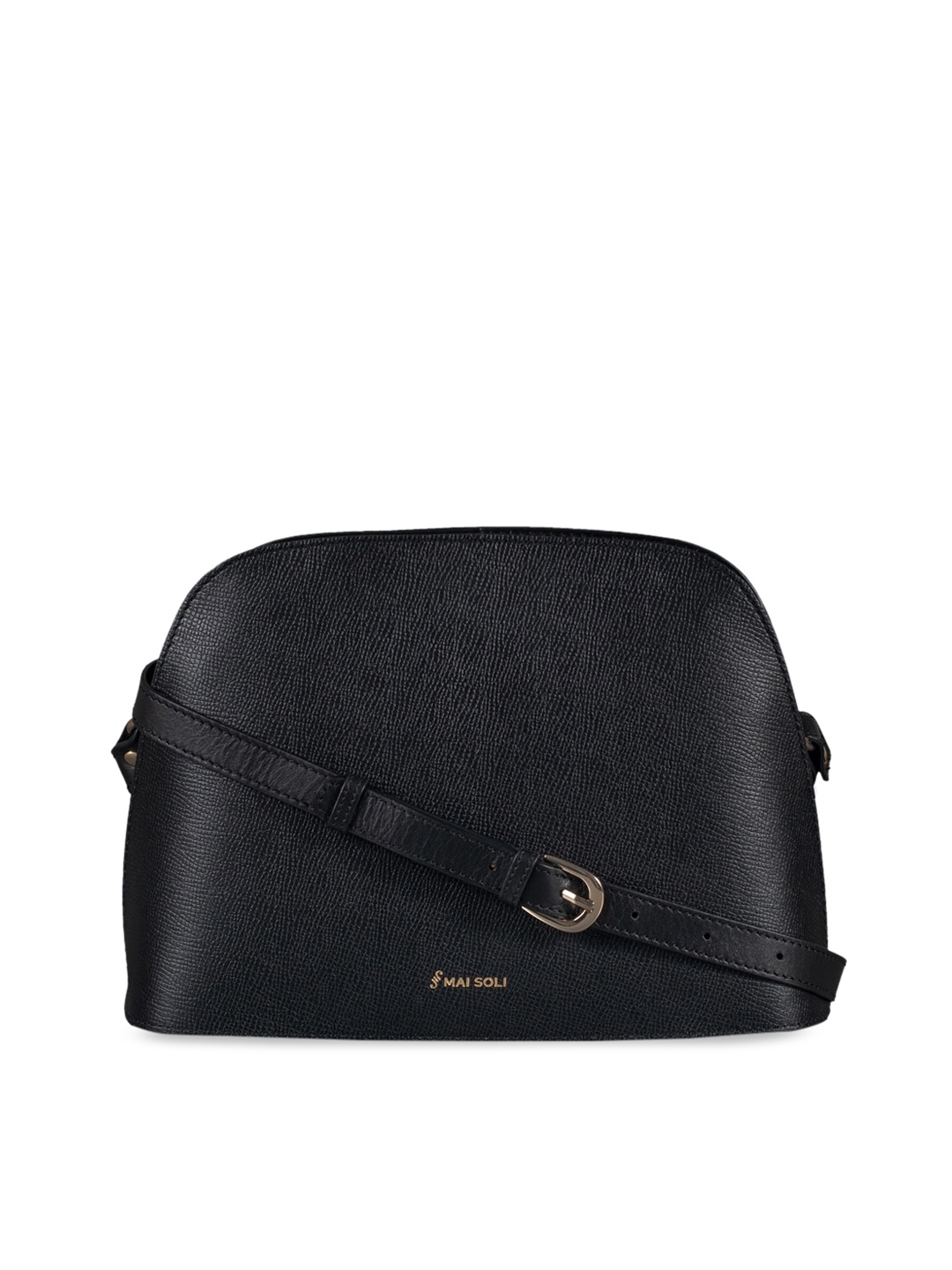 MAI SOLI Women Black Solid Leather Sling Bag