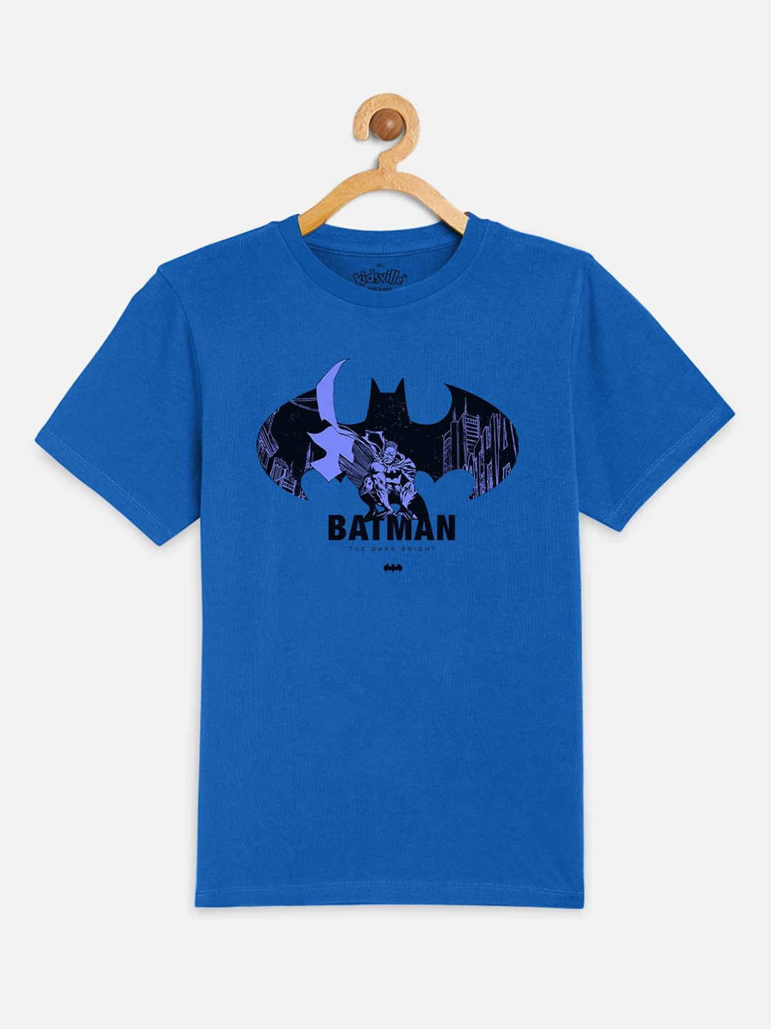 

Kids Ville Boys Blue Batman Printed Round Neck Pure Cotton T-shirt
