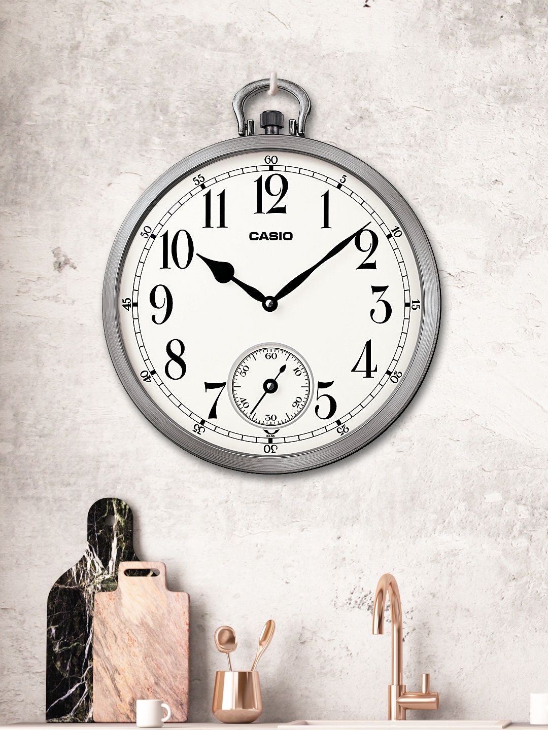 

CASIO White & Black Round Printed Analogue Wall Clock