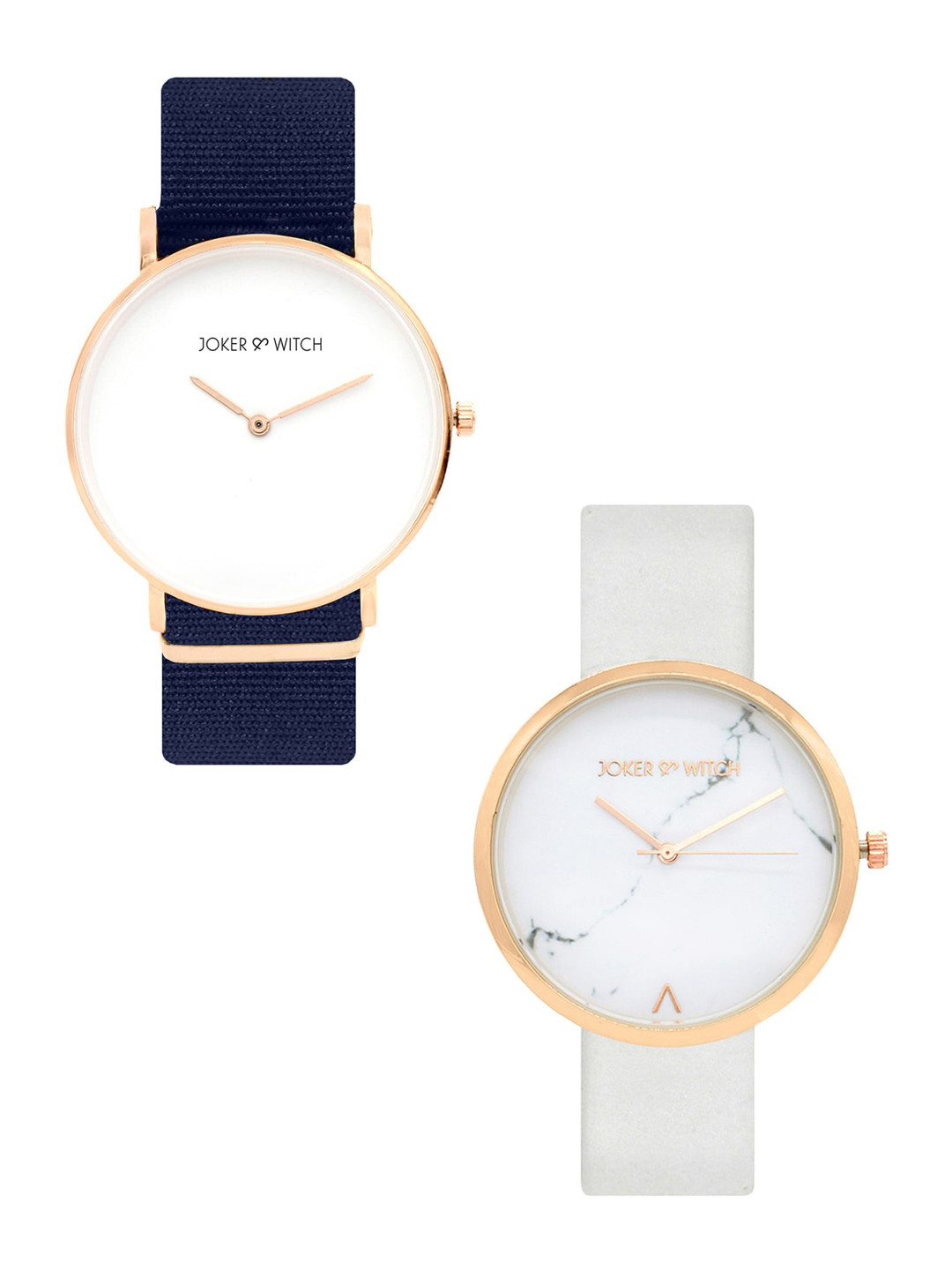 

JOKER & WITCH White & Navy Blue Dre & Bow couple watches JWCW157