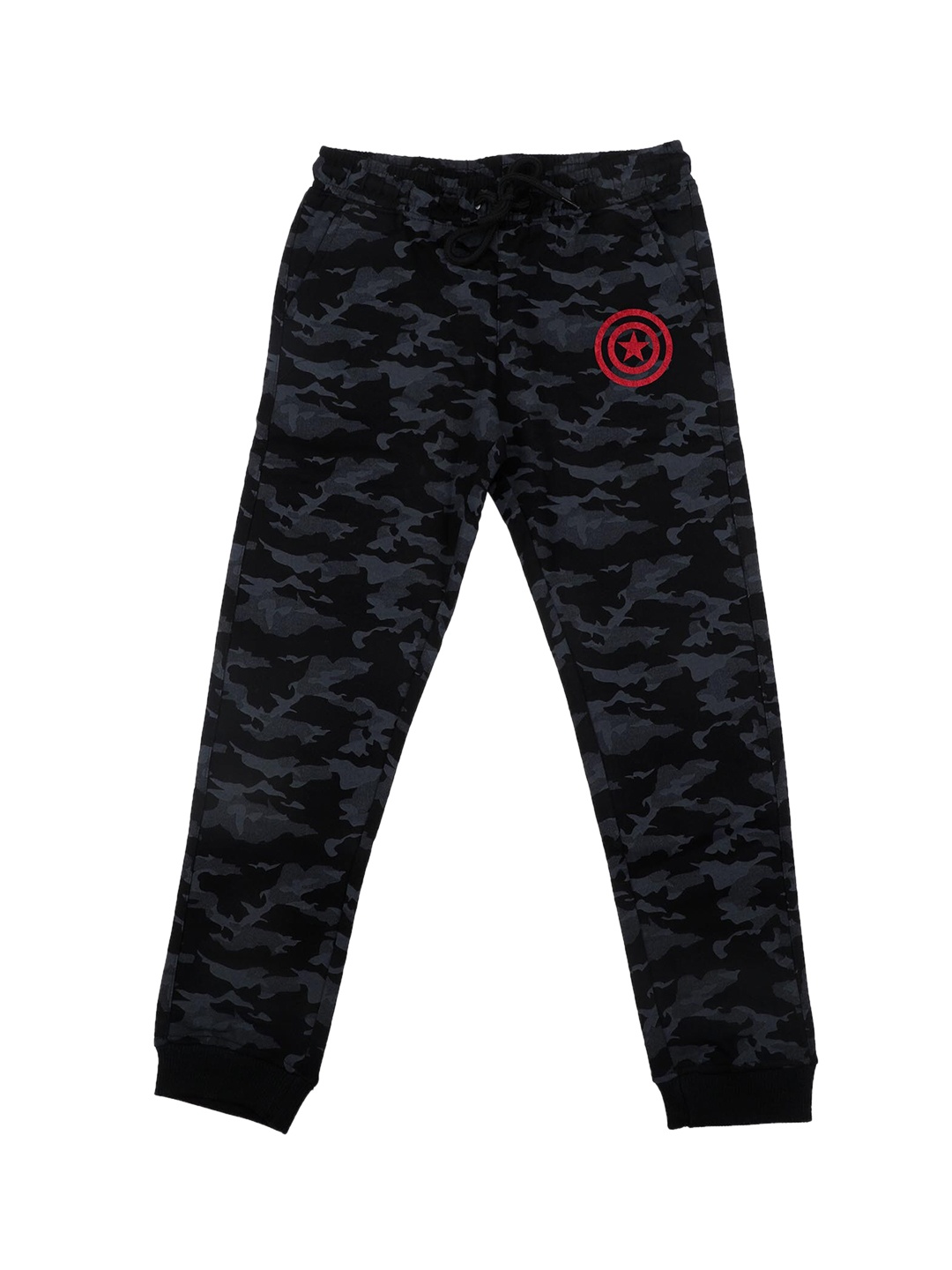 

Marvel by Wear Your Mind Boys Black & Grey Camouflage Printed Marvel Avengers Straight-Fit Joggers