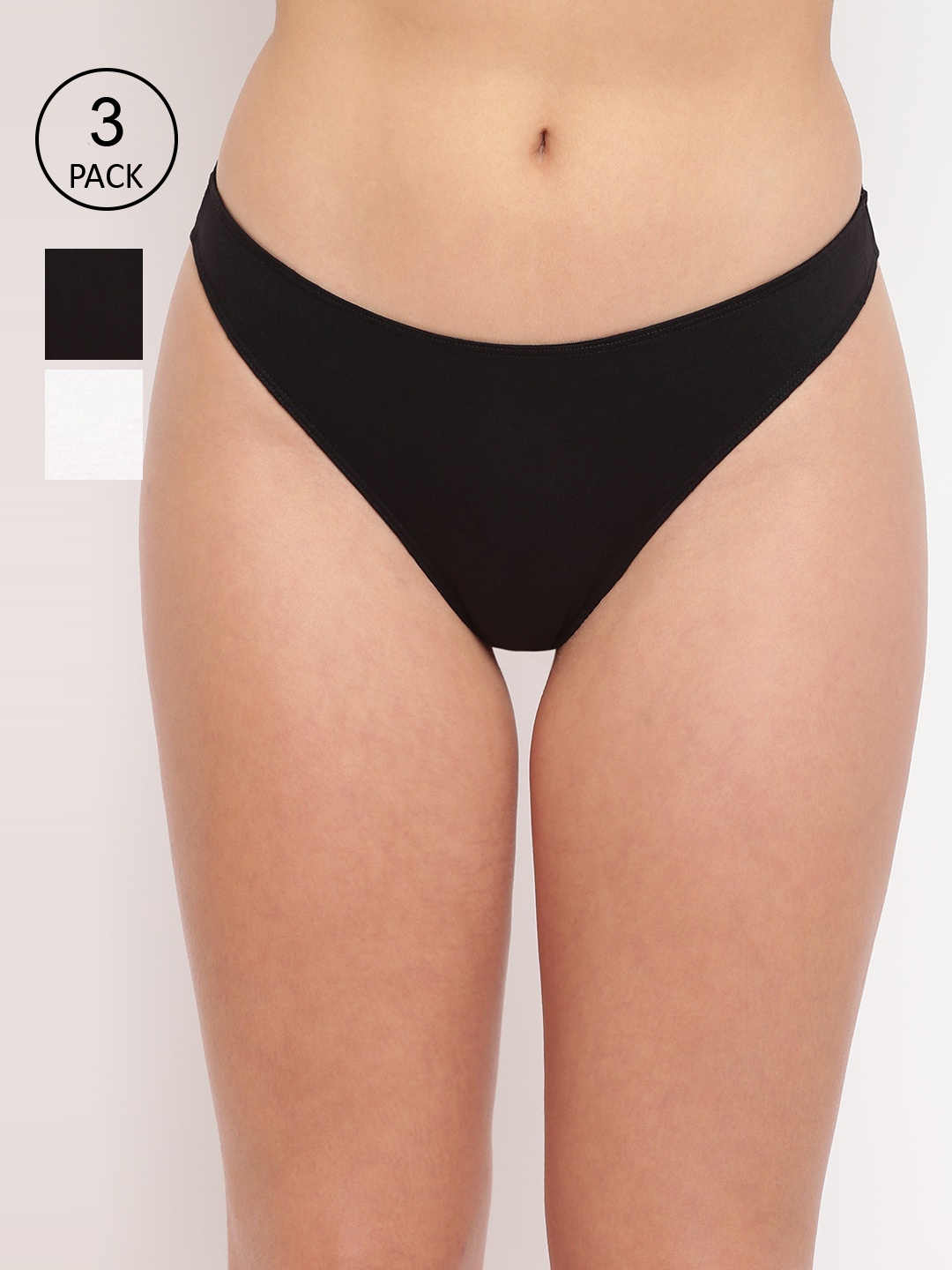 

BASIICS by La Intimo Women Pack Of 3 Solid Thongs TH11B2G0W1, Black