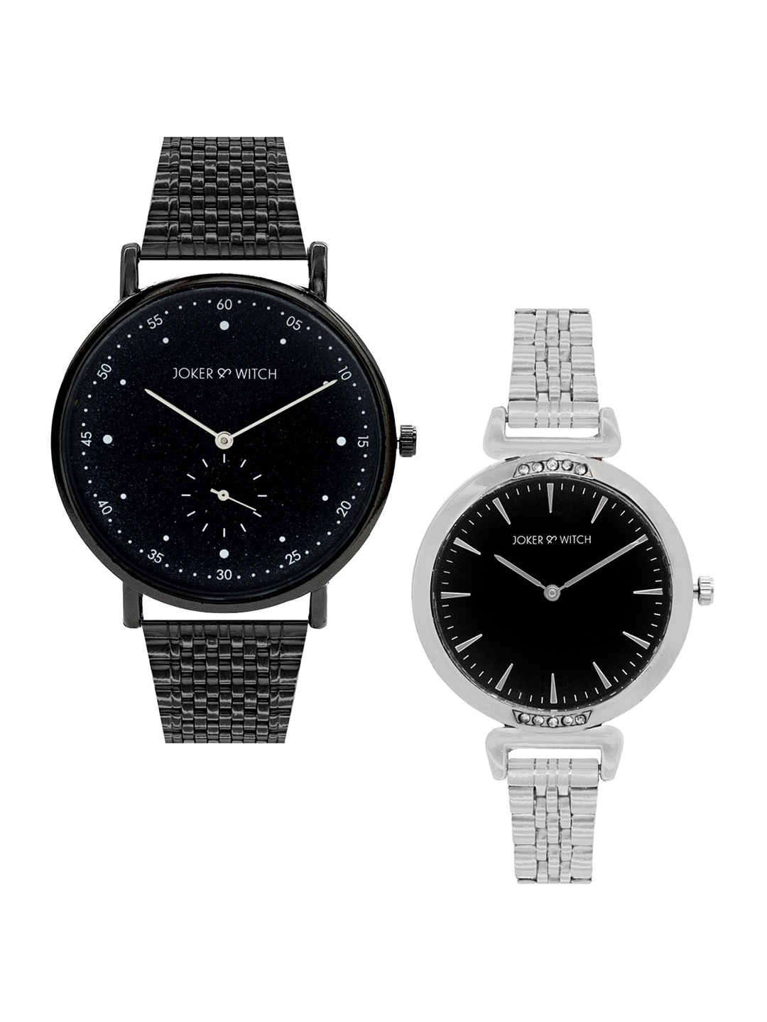 JOKER & WITCH Kevin & Winne Couple Watch Gift Set JWCW138, Black