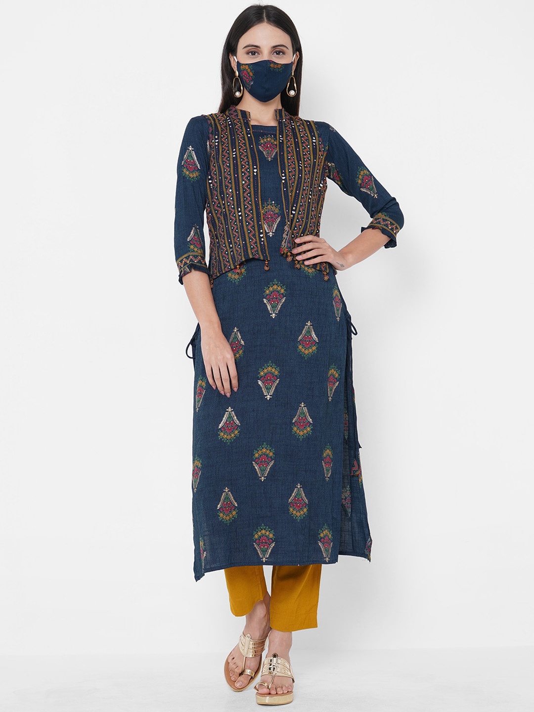 

FASHOR Women Blue Ethnic Motifs Printed Kurta