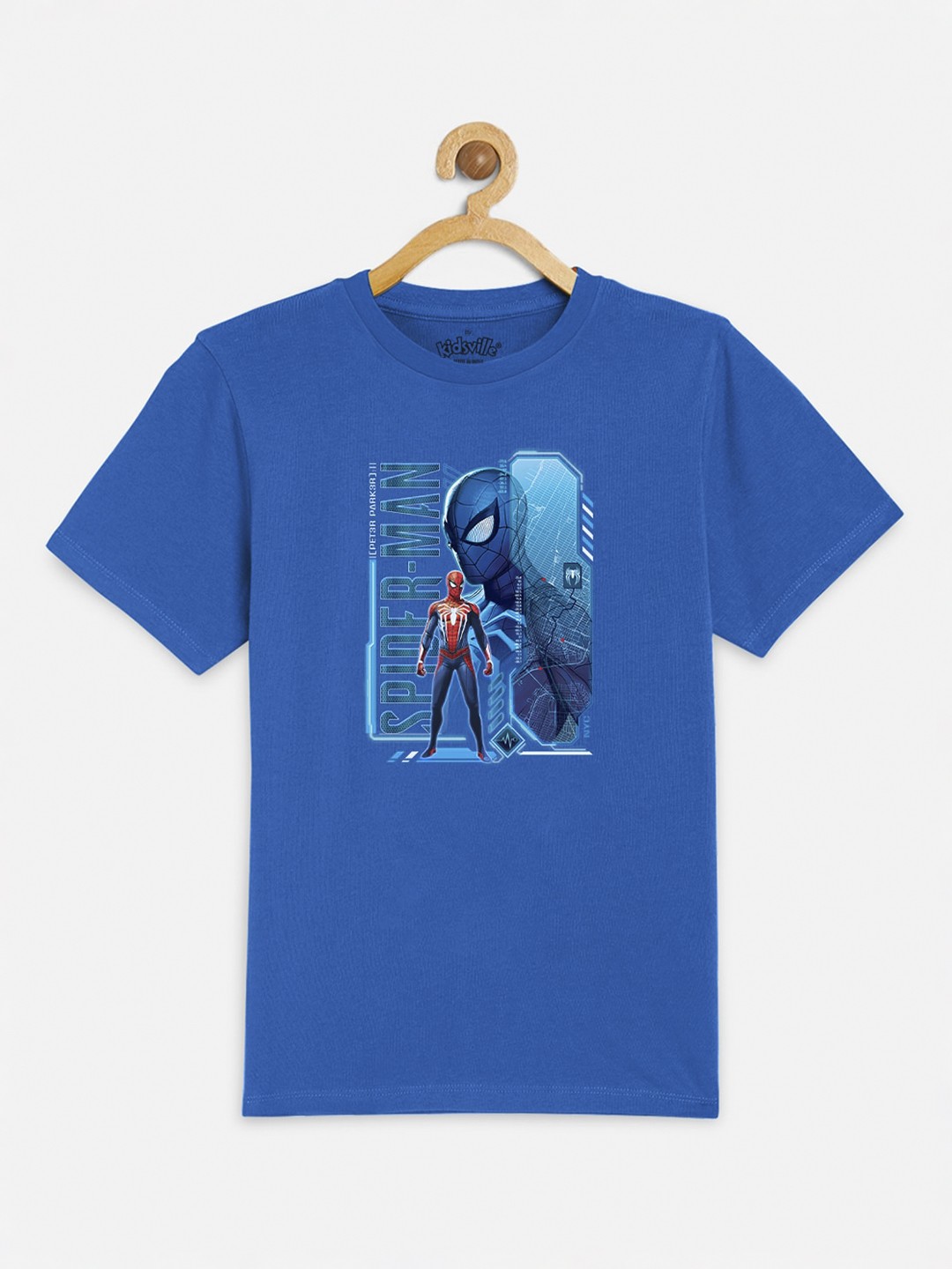

Kids Ville Boys Blue Spiderman Printed Round Neck T-shirt