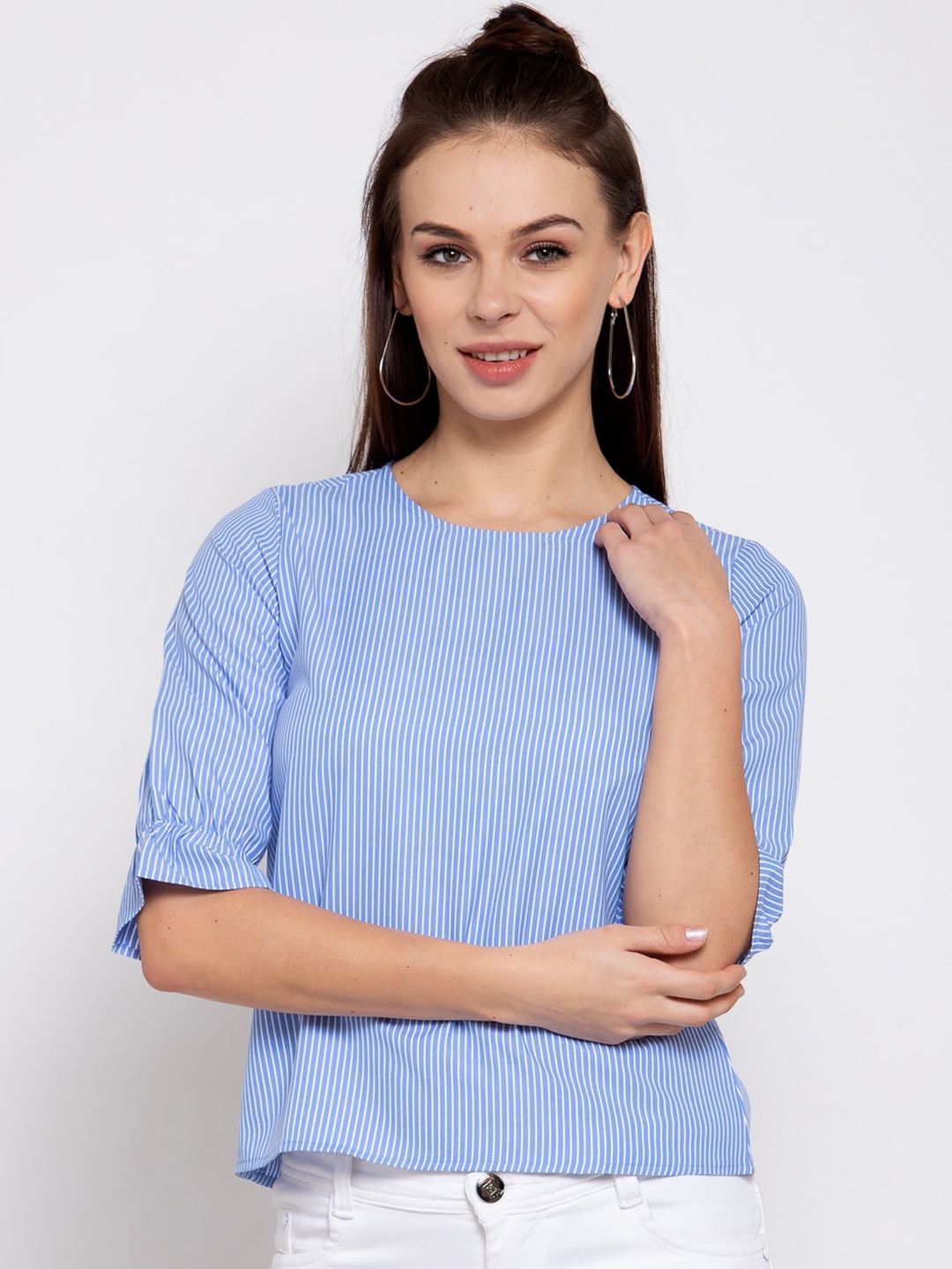 Style Quotient Blue & White Striped Top