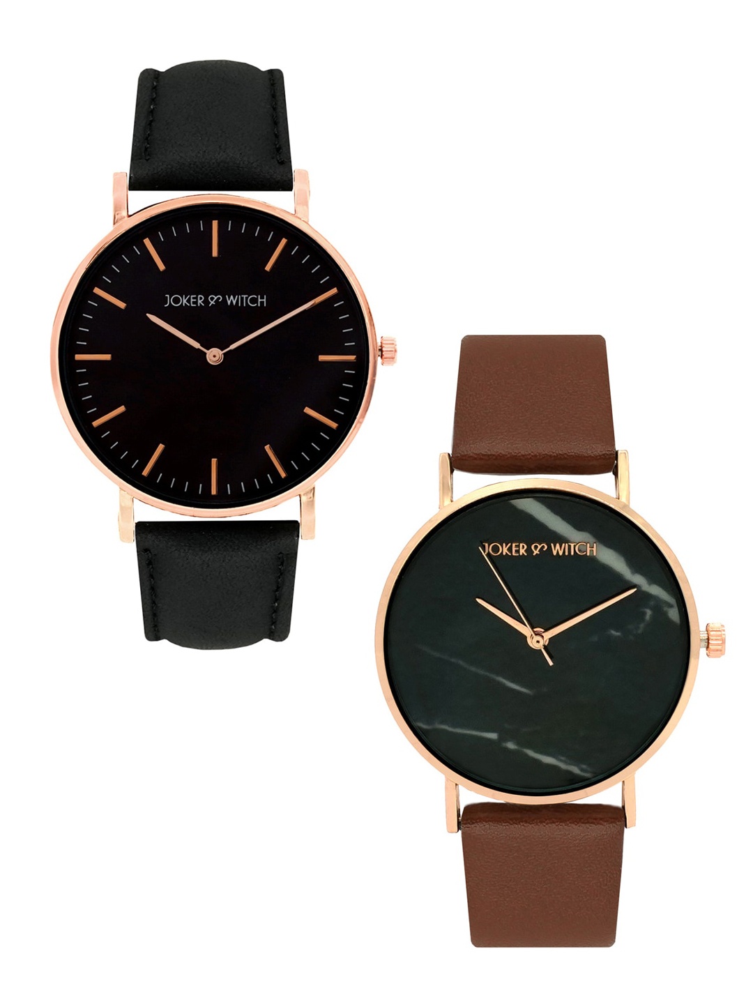 

JOKER & WITCH Black & Brown Katnis & Peeta Couple Watch Gift Set JWCW175