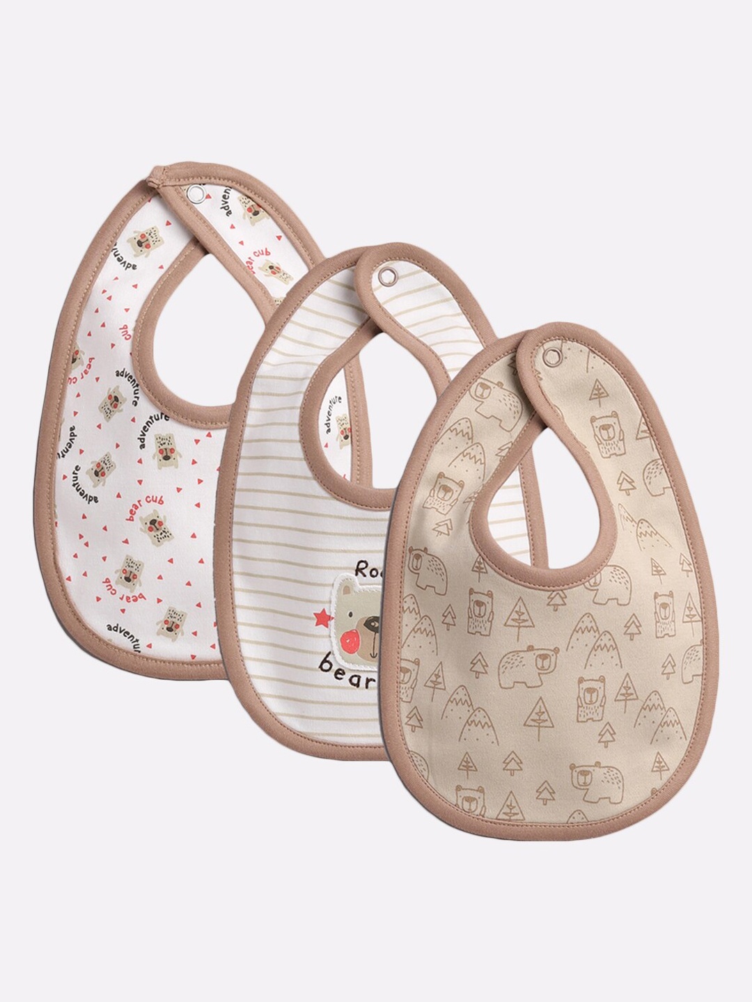 

BABY GO Kids Pack Of 3 Printed Bibs, White