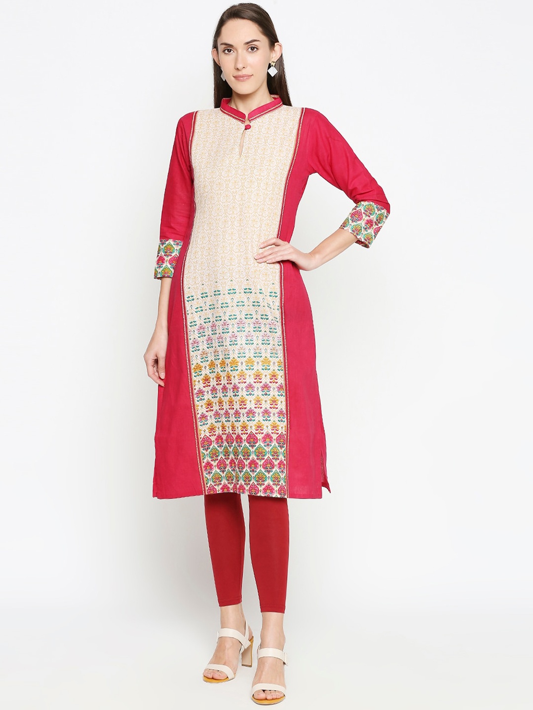 

SALWAR STUDIO Women Pink Geometric Kurta