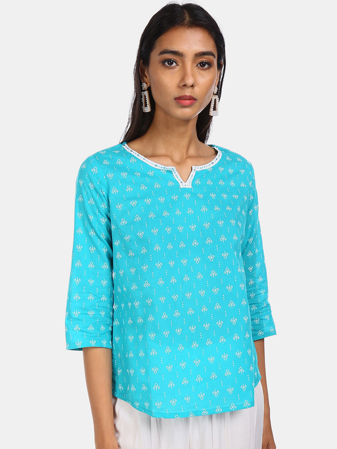 

Karigari Women Blue Printed Top