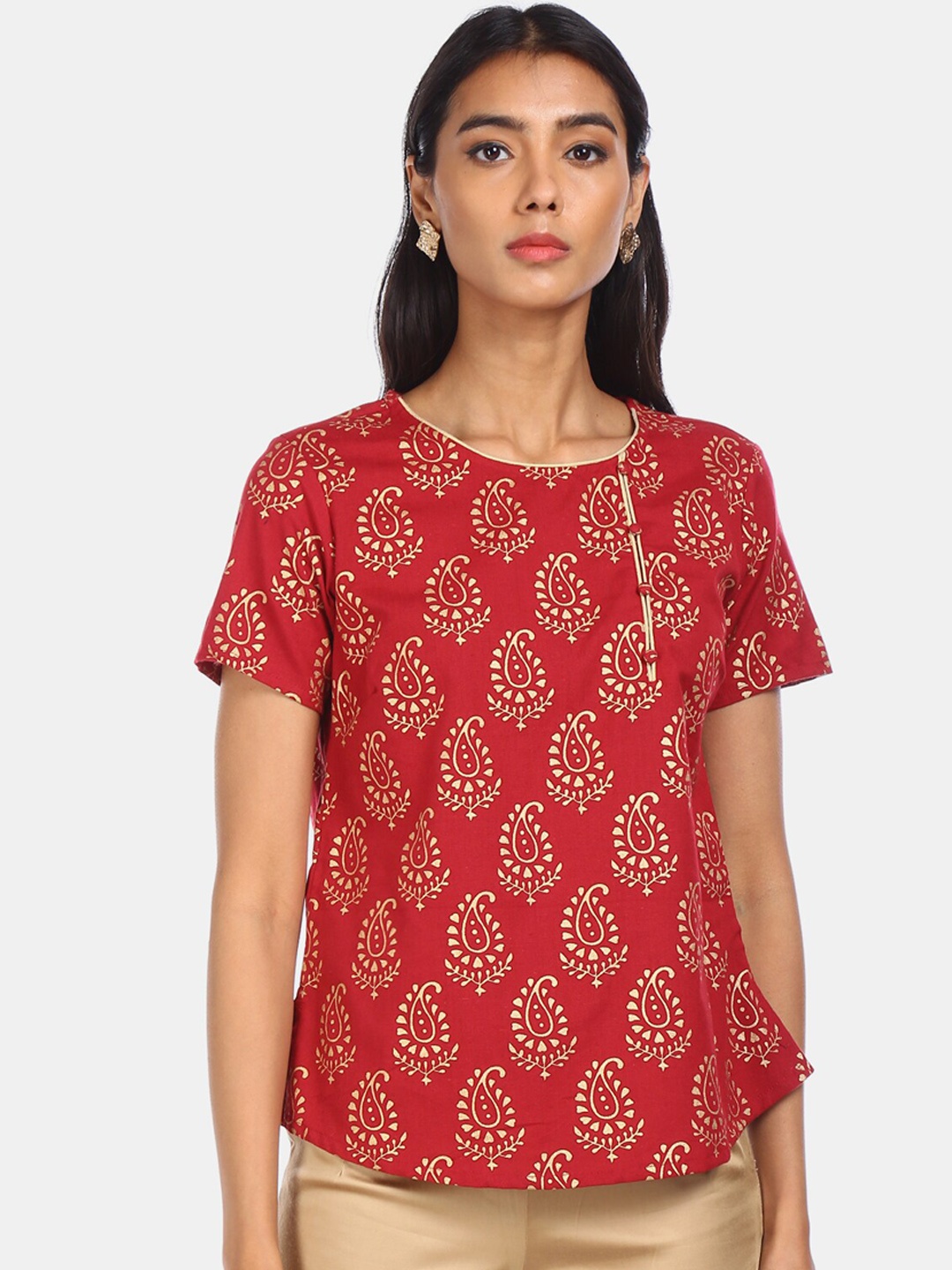 

Karigari Red Printed Top