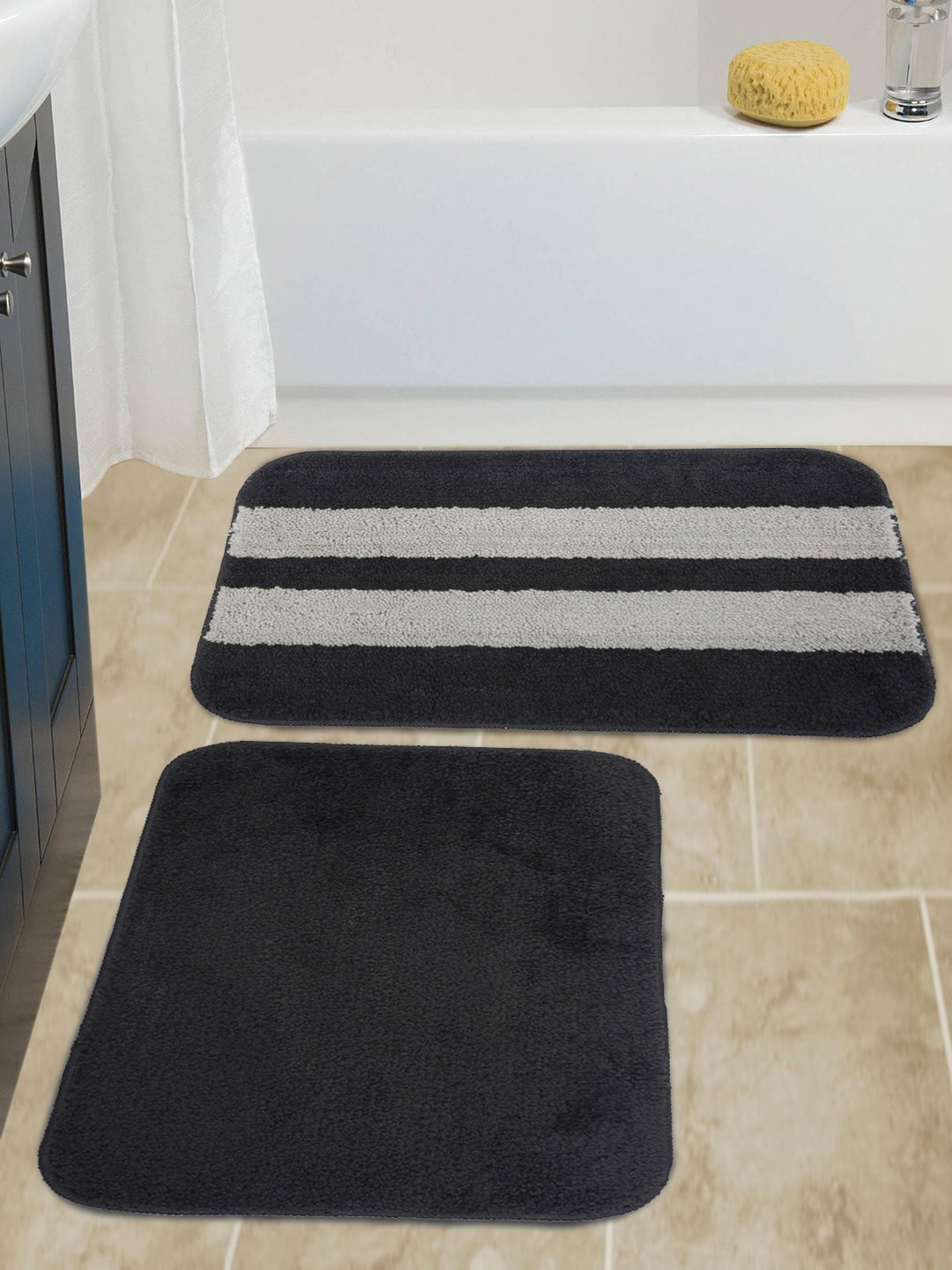 

HOSTA HOMES Pack Of 2 Multicoloured Microfibre Antiskid Door Mat, Multi