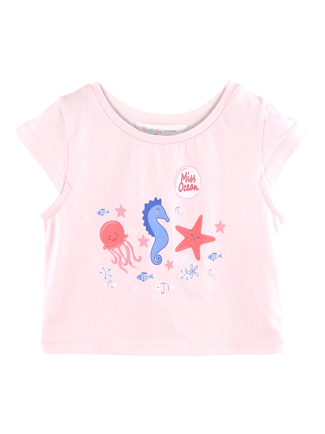 

Beebay Girls Pink Printed Round Neck T-shirt