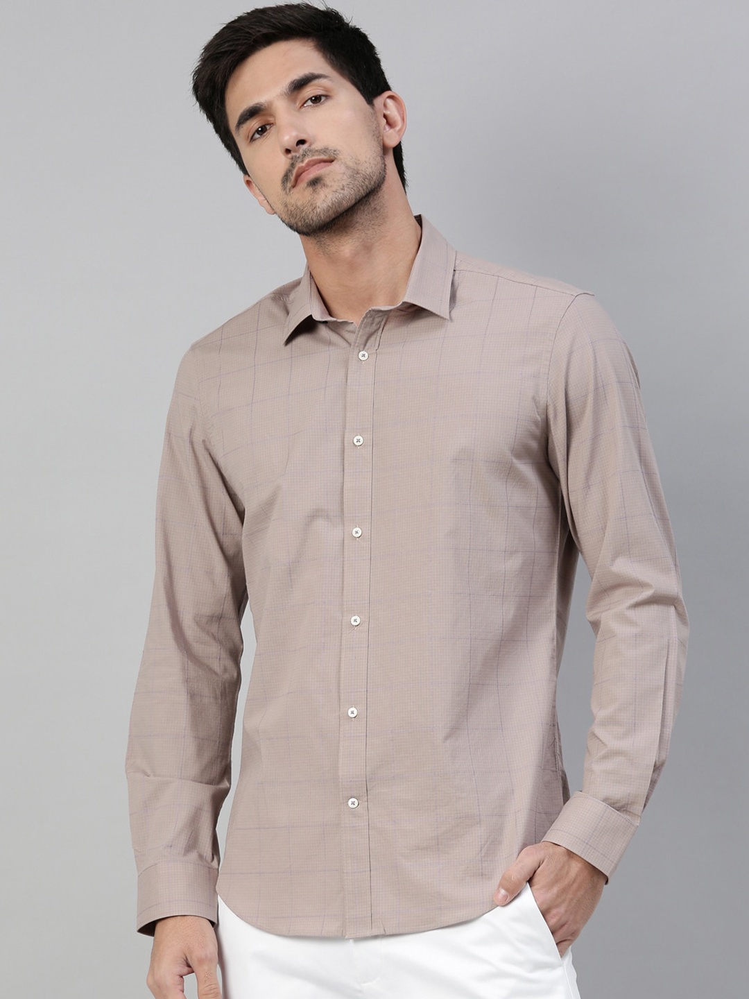 

RARE RABBIT Men Ripe Regular Fit Checked Shirt, Beige