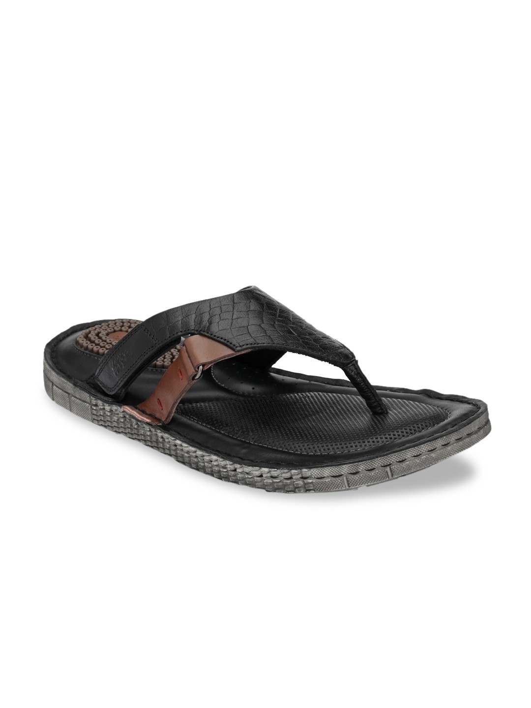 

Hitz Men Black & Brown Comfort Sandals