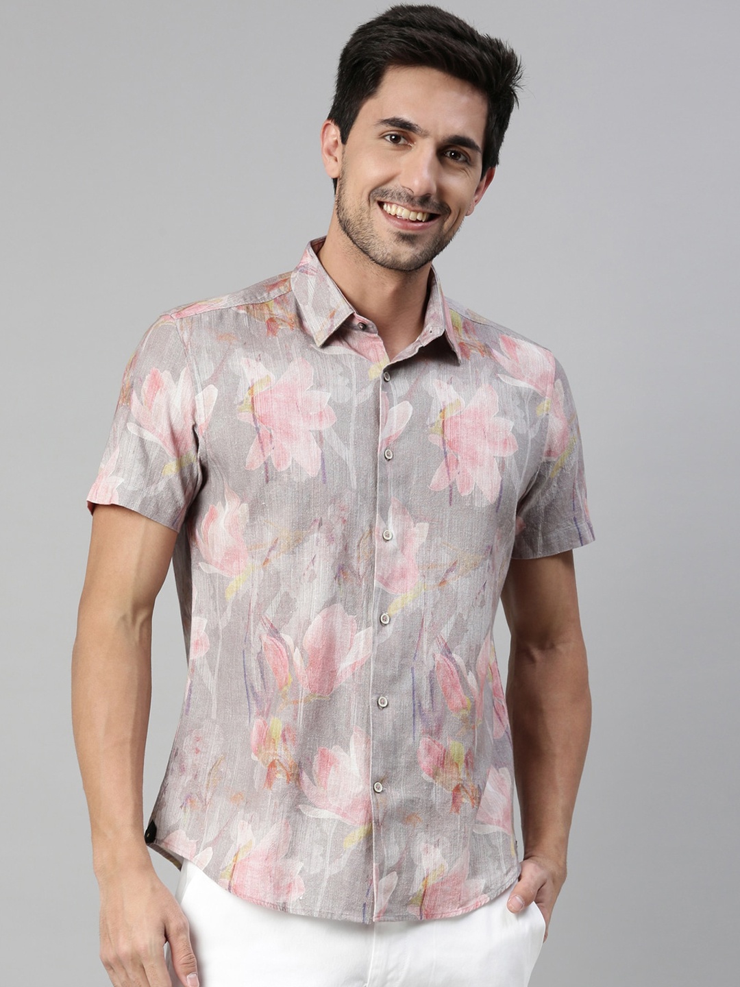 

RARE RABBIT Men Lavaj Floral Printed Shirt, Grey