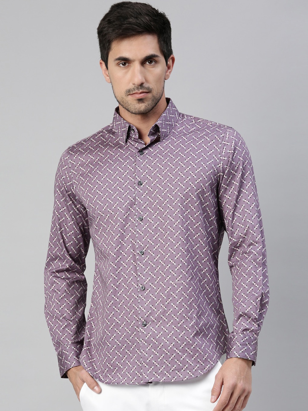 

RARE RABBIT Men Nikado Regular Fit Printed Shirt, Purple