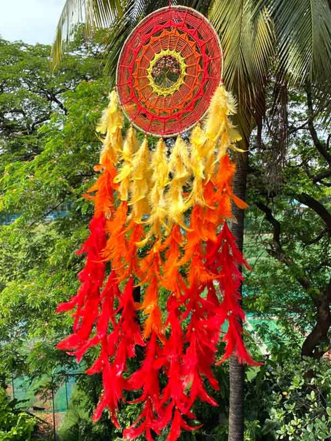 

Rooh Yellow & Red Handmade Dream Catcher