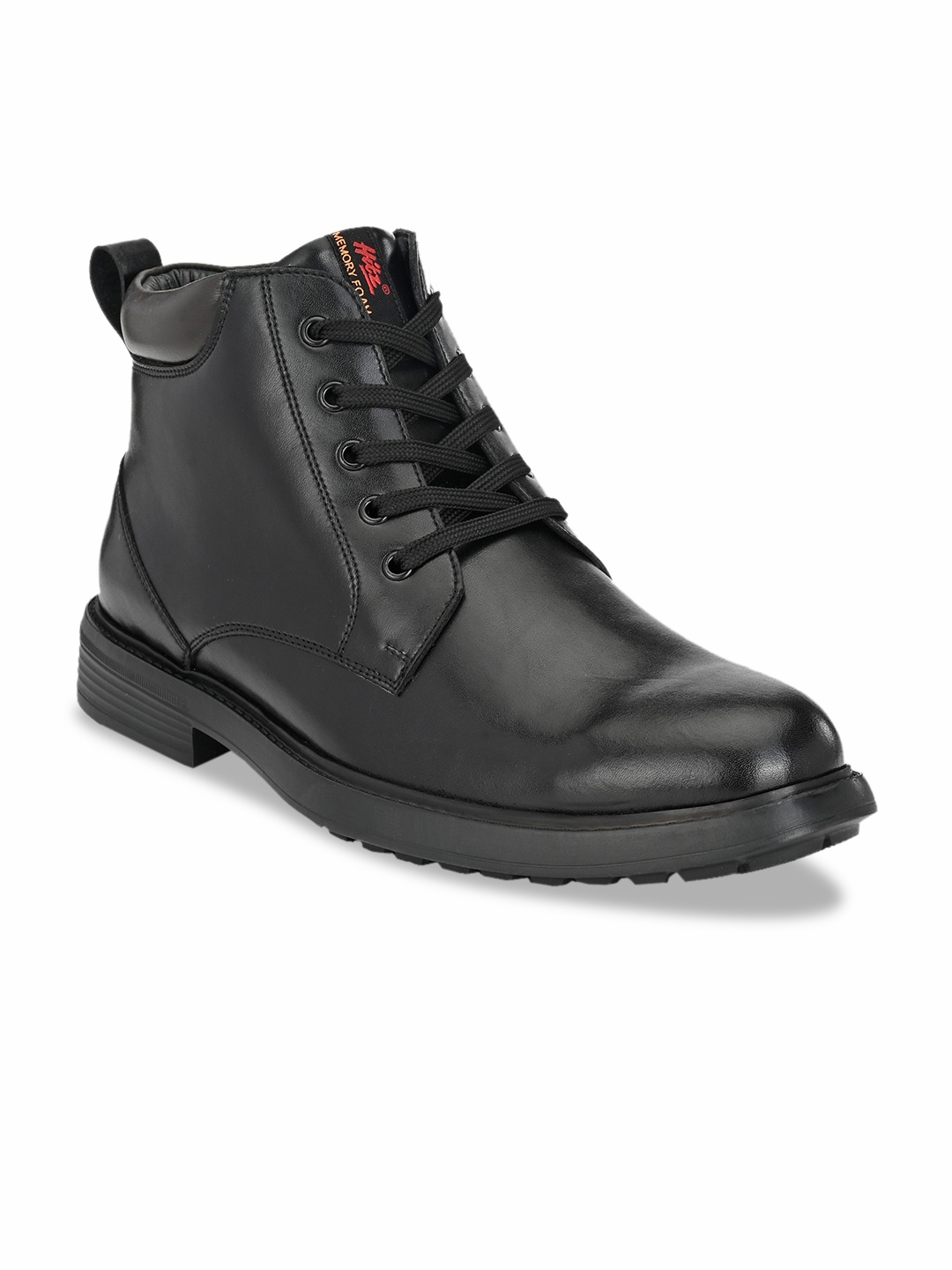 

Hitz Men Flat Leather Boots, Black