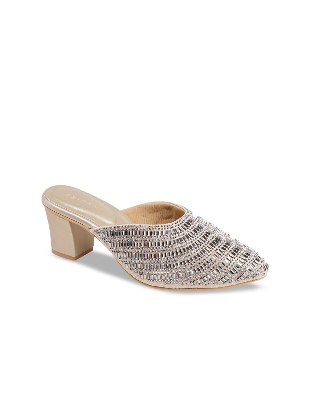 

ERIDANI Women Beige Embellished Block Heels