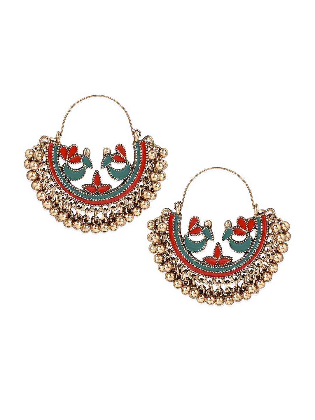 

Rubans Gold-Plated & Red Oxidised Enamel Handcrafted Contemporary Chandbalis