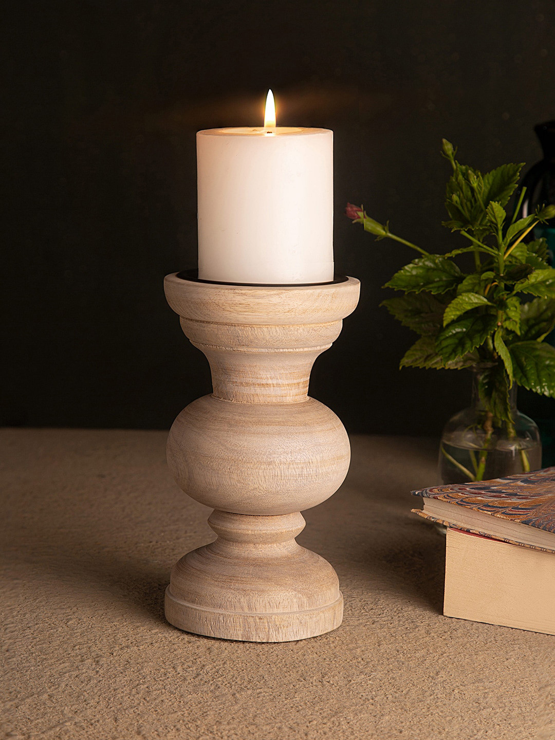 

Ellementry Brown Solid Majestic Wooden Handcrafted Candle Stand