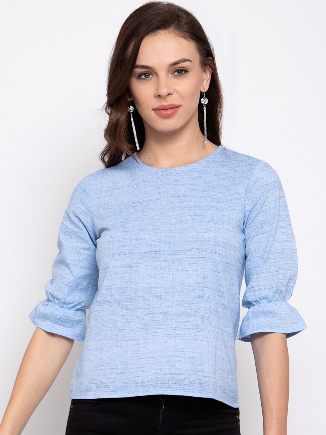 

Style quotient Blue Solid Top