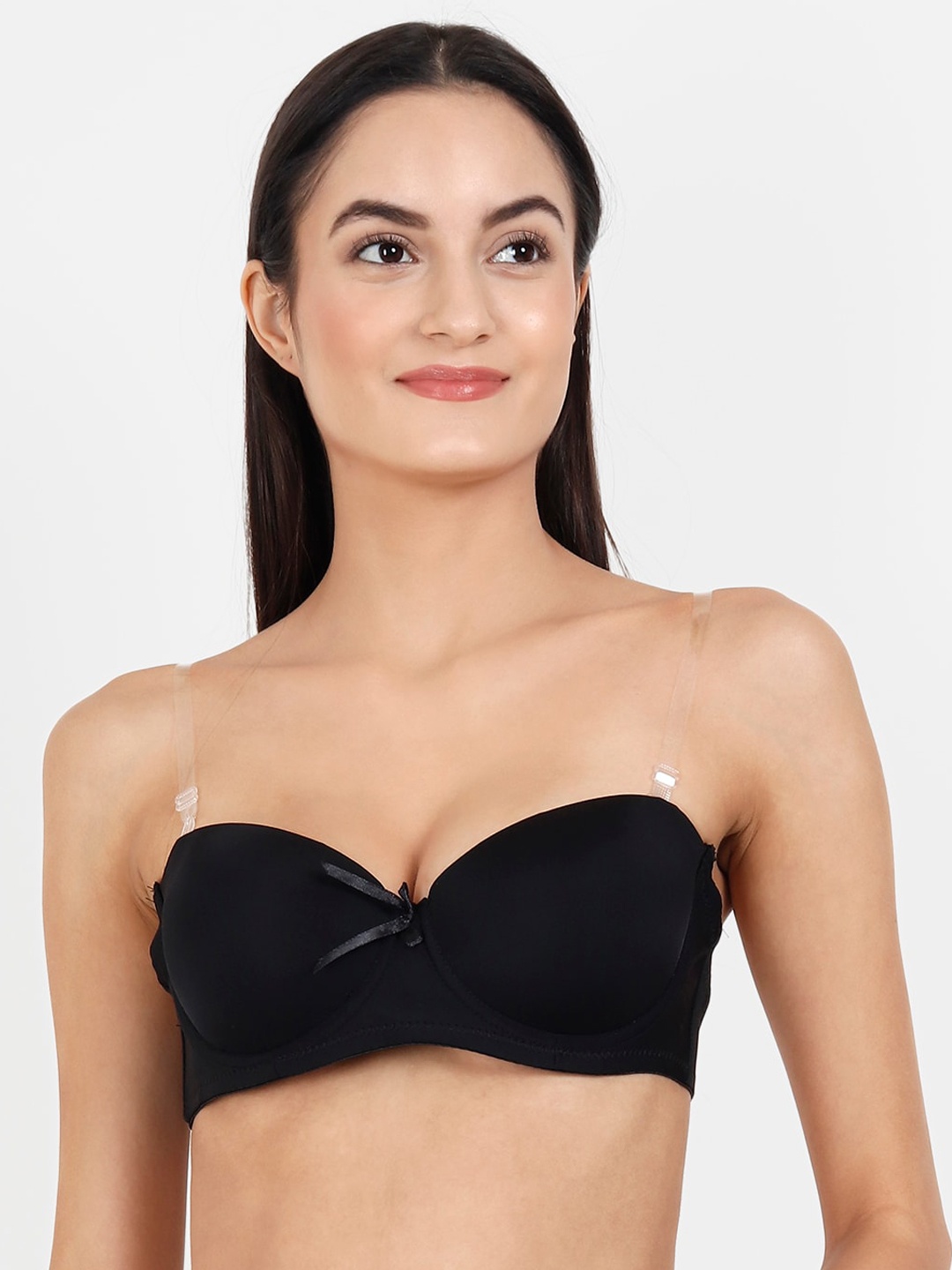 

Lebami Black Solid Non-Wired Lightly Padded Everyday Bra Strapless Bra Black_30A
