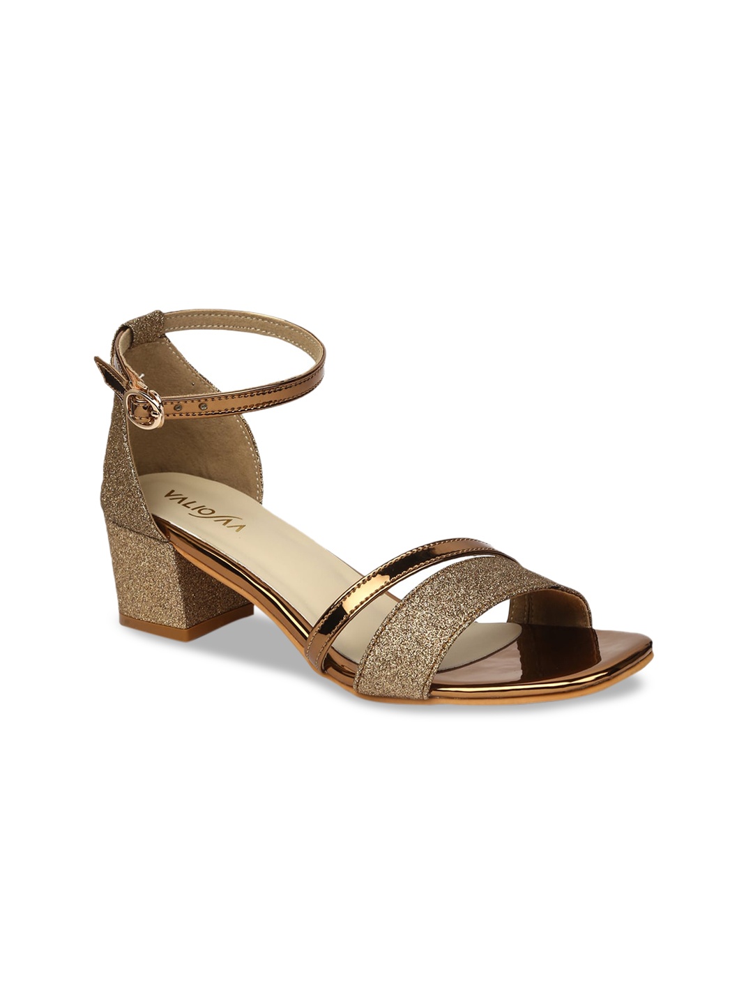 

VALIOSAA Women Copper-Toned Embellished Block Heels