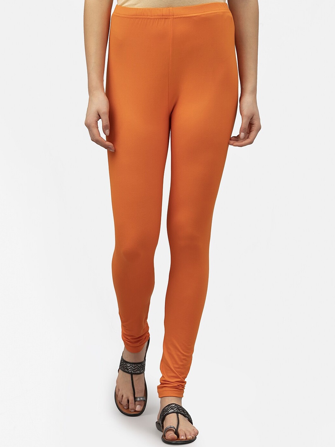 

Style Quotient Women Orange Solid Ankle-Length Leggings
