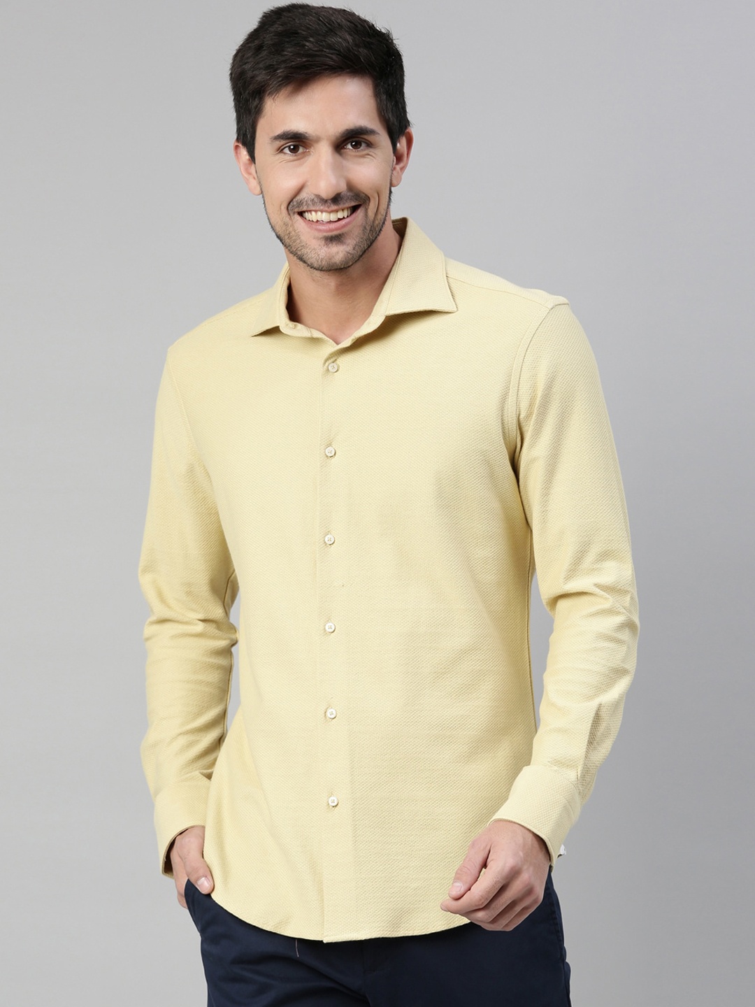 

RARE RABBIT Men Venizia Regular Fit Solid Shirt, Yellow