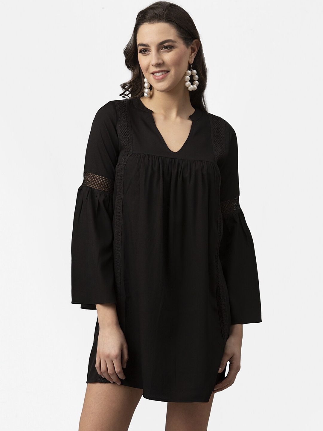 

Style Quotient Women Black Solid A-Line Dress