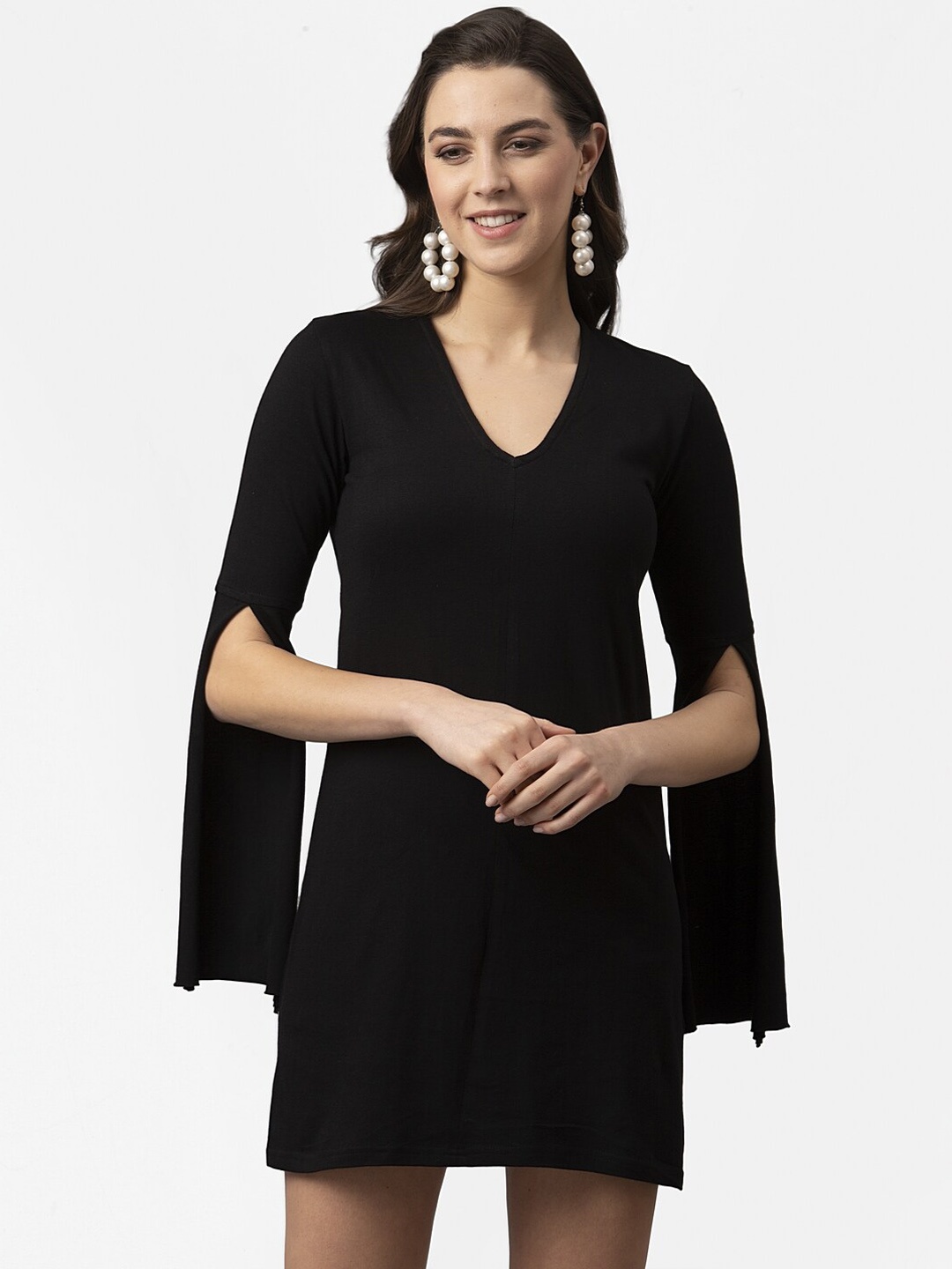 Style Quotient Women Black Solid A-Line Dress