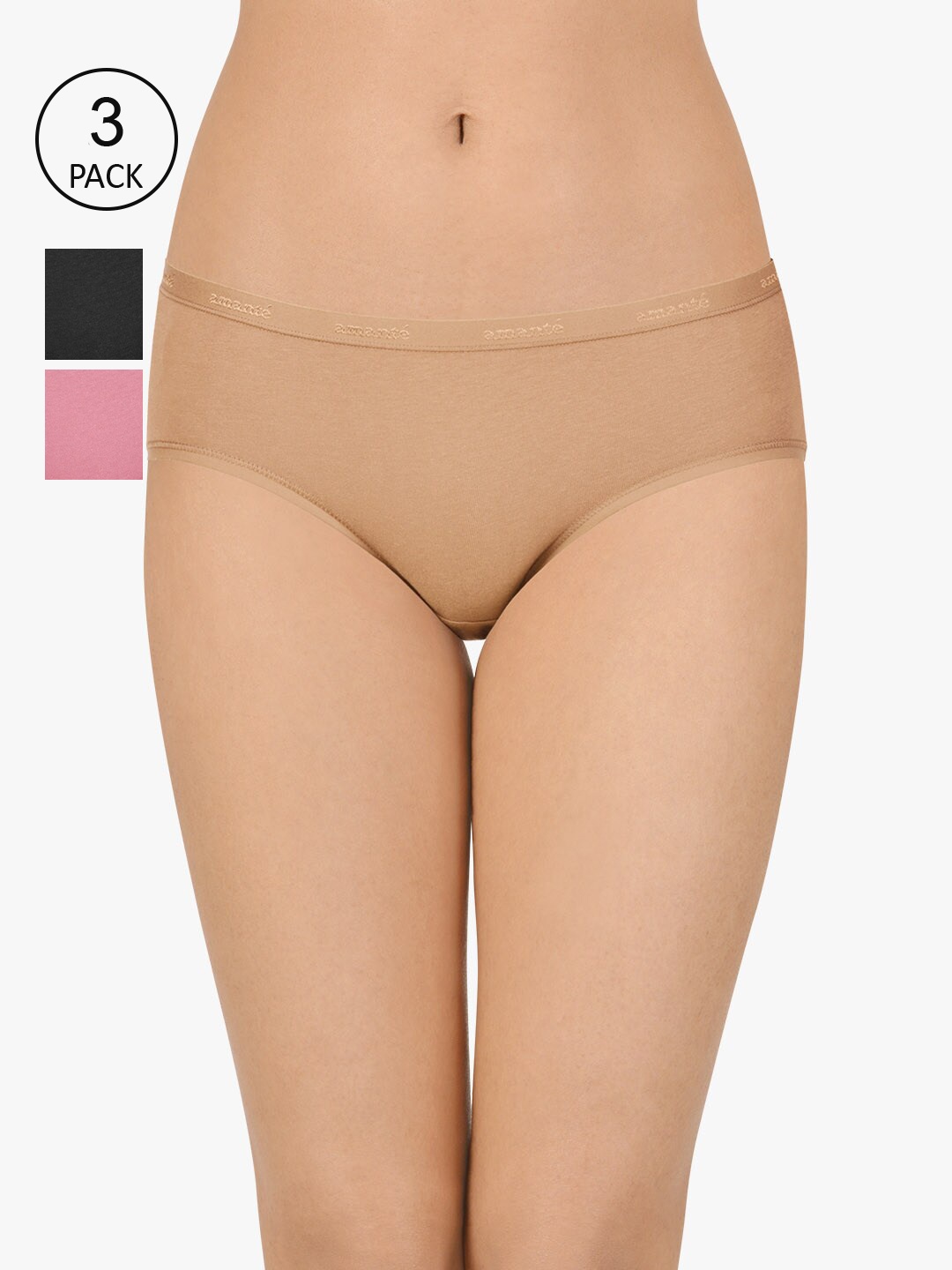 

Amante Women Pack of 3 Assorted Hipster Briefs