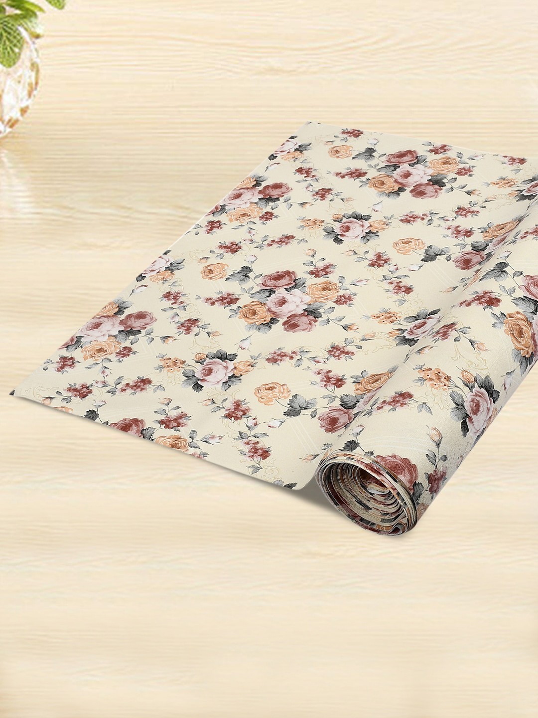 

Kuber Industries Cream-Color Floral Printed Wardrobe Kitchen Drawer Shelf Liner