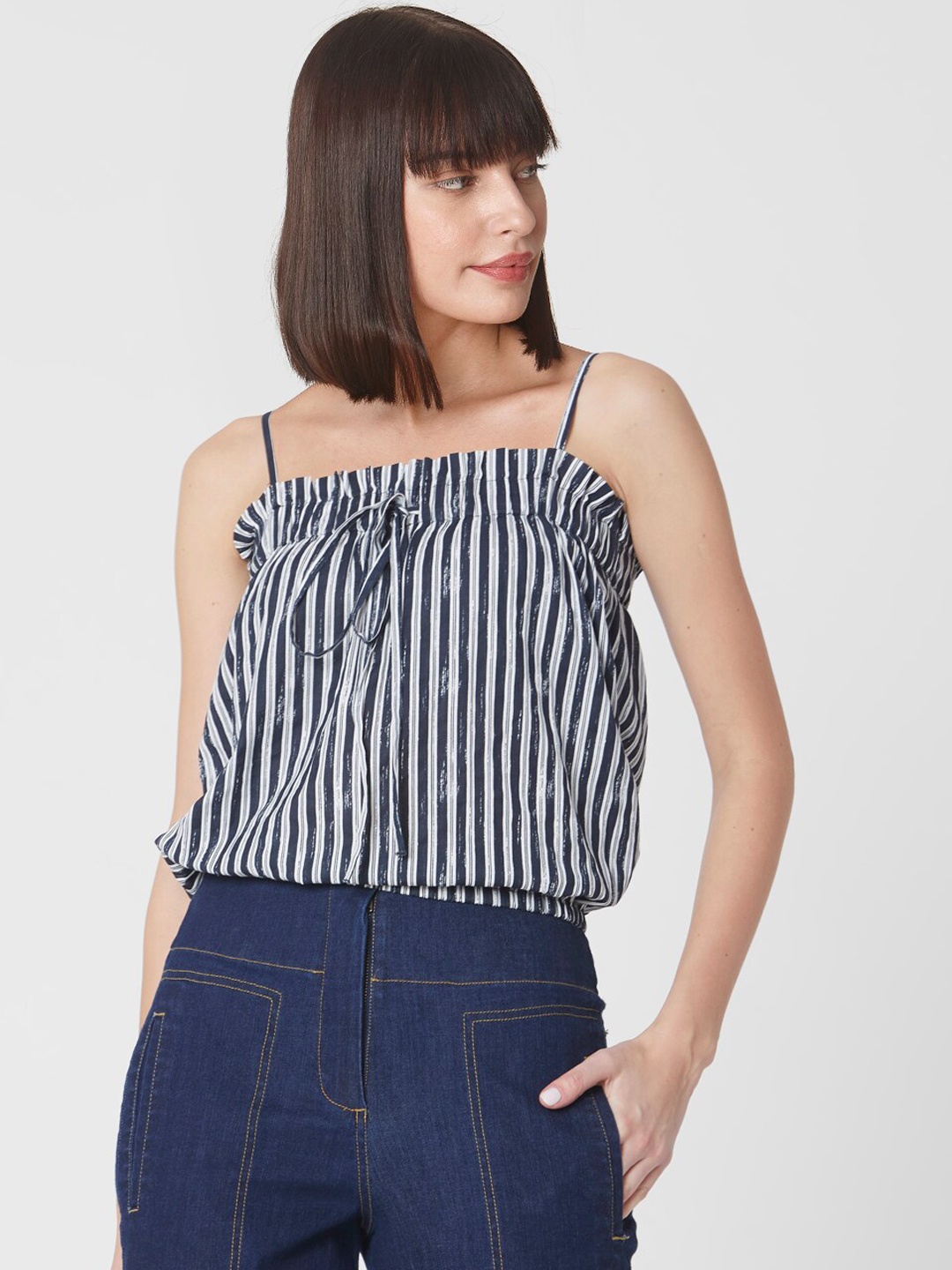 

Vero moda Blue Striped Blouson Top