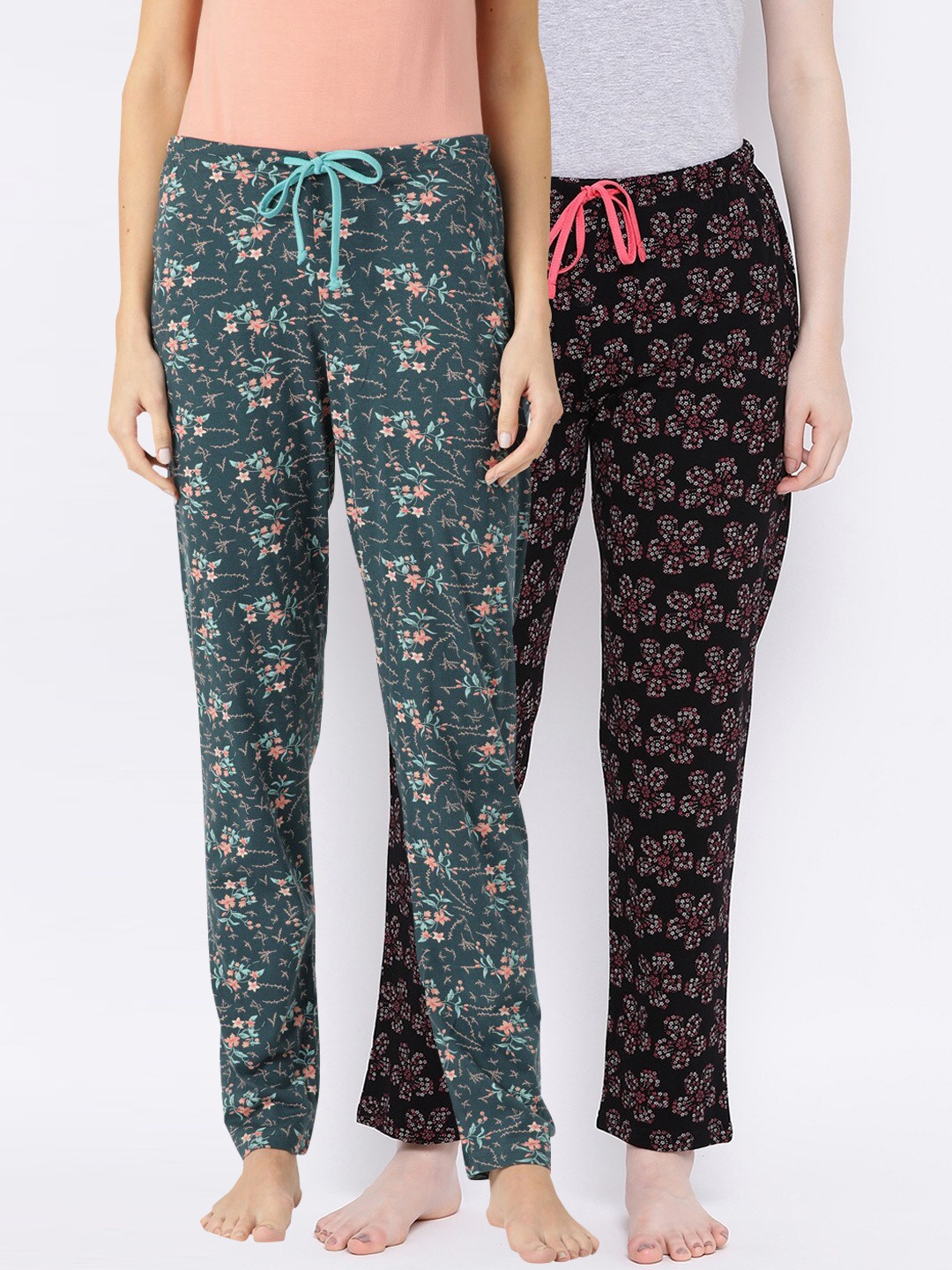 

Kanvin Women Pack of 2 Printed Lounge Pants, Green