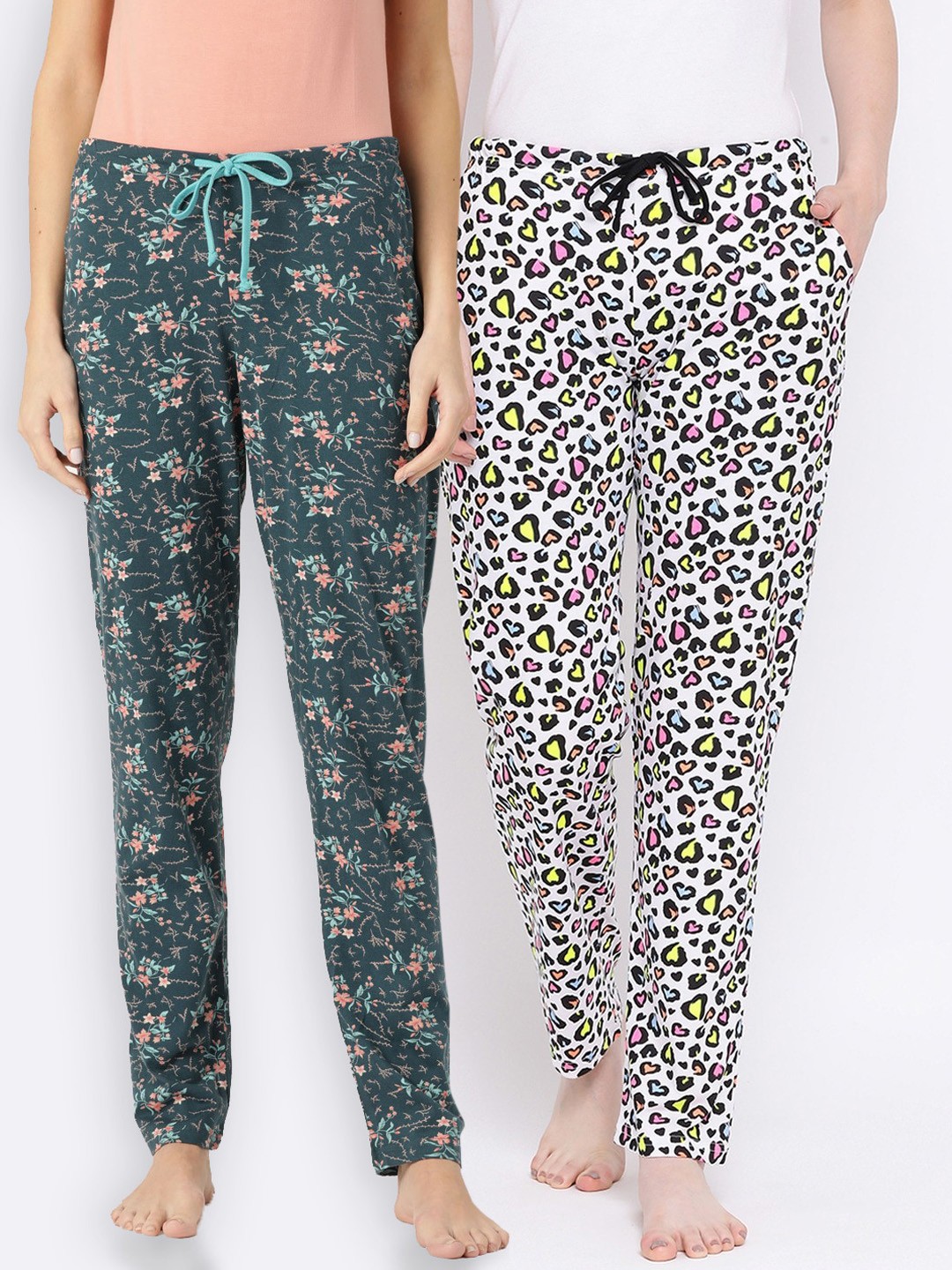 

Kanvin Women Pack Of 2 Printed Lounge Pants, Green